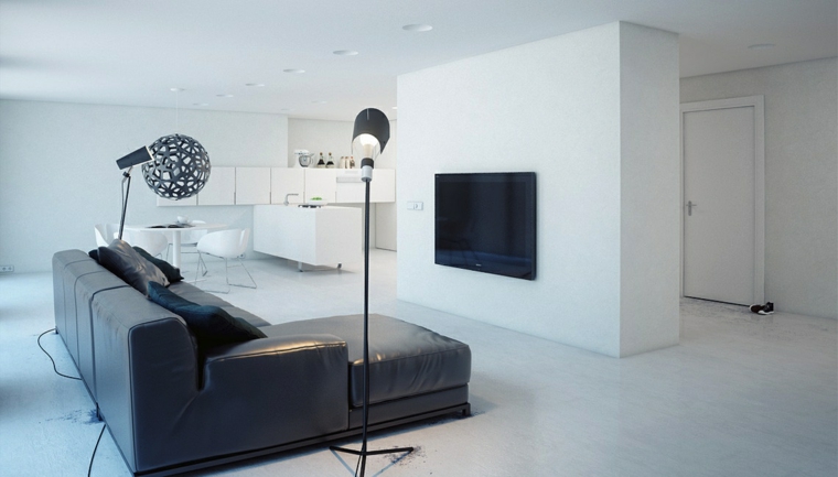 Minimalist Living Room with Statement Lamp