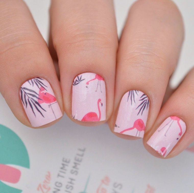 uñas de verano flamingos