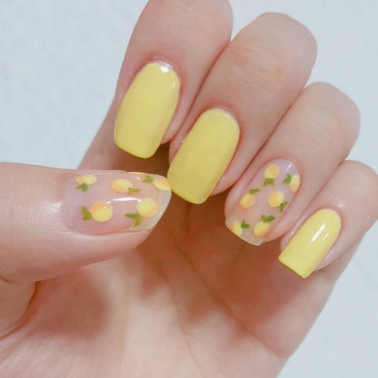 uñas de verano limones