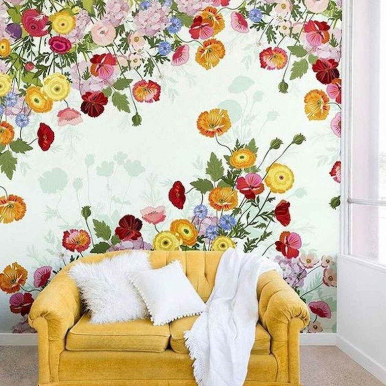 decoracion-de-verano-sala-estar-papel-pared
