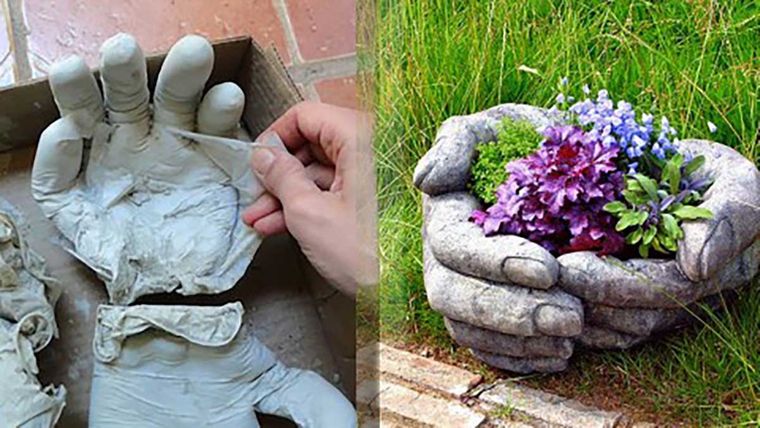 figuras para jardín manos bricolaje hormigon
