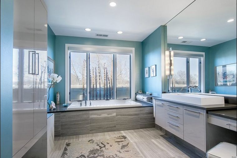 baños modernos color azul