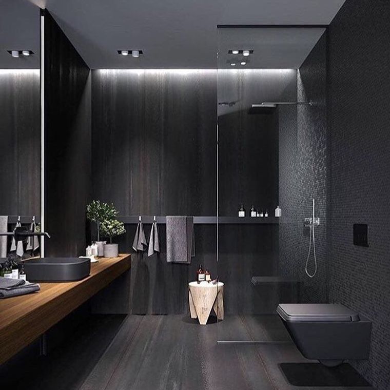 baños modernos oscuros