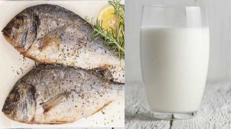 combinación de alimentos dañina pescado leche