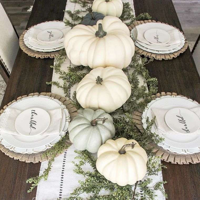 decoración de otoño camino mesa