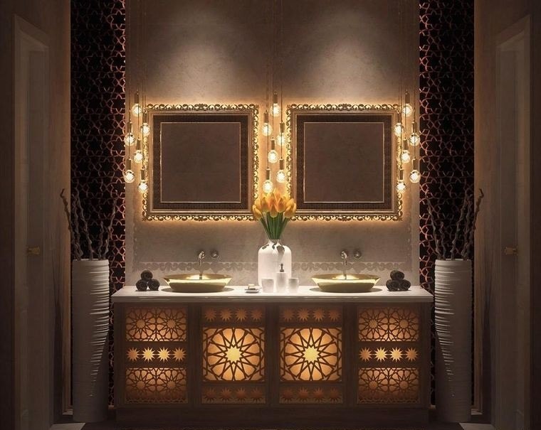 decoración marroquí iluminacion baño