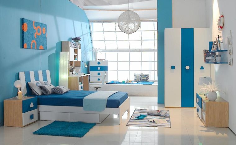 habitaciones infantiles azul blanco