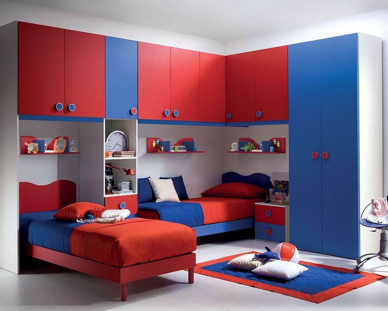 habitaciones infantiles azul rojo