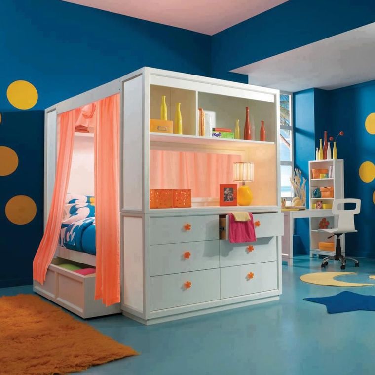habitaciones infantiles cama almacenamiento