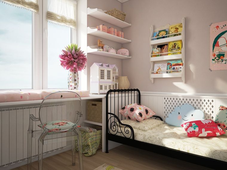 habitaciones infantiles rosa palido