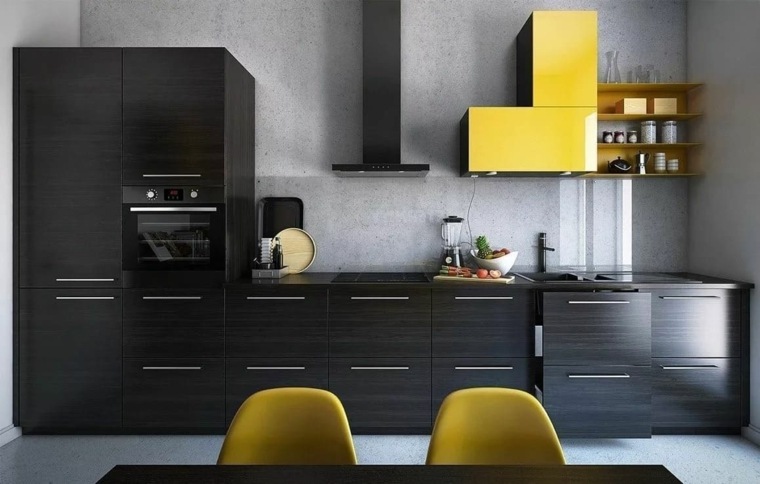 cocina-negra-detalles-amarillos-ideas