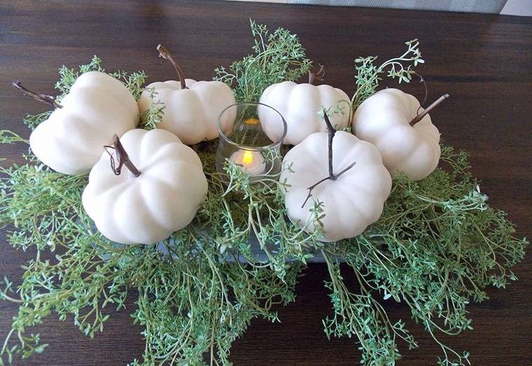 decoración de mesas de comedor calabazas vegetacion