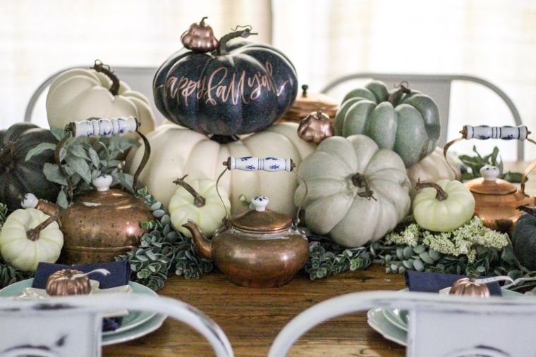 decoración de mesas de comedor en otoño