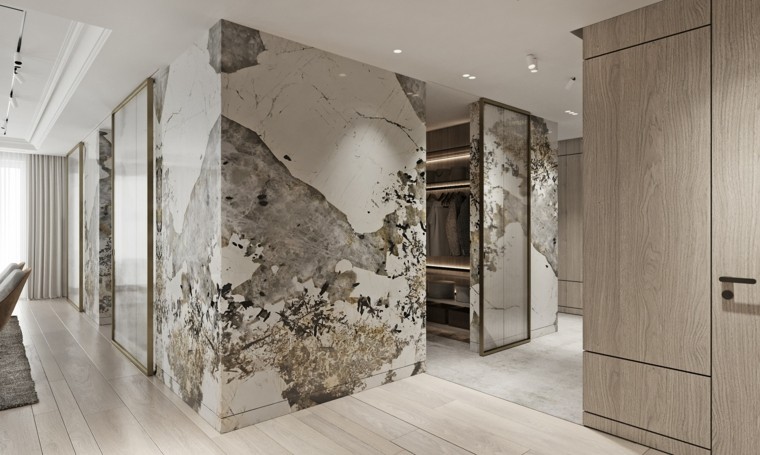 marmol-para interiores-paredes-pasillo-ideas