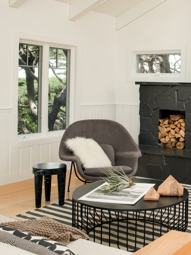 salon-escandinavo muebles-negros