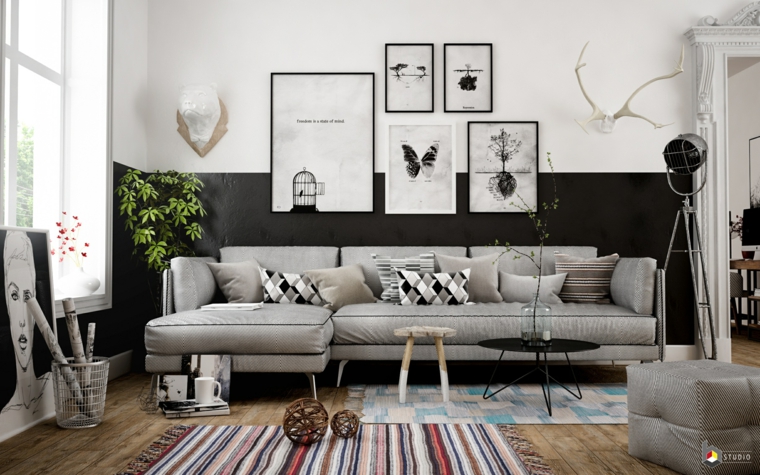 salon-estilo-escandinavo-blanco-negro