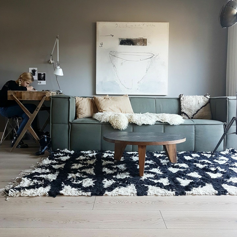 salón estilo escandinavo-ideas-alfombra