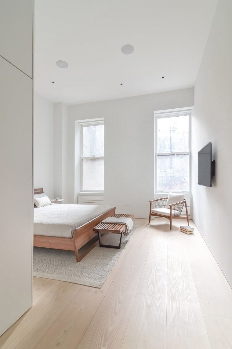 Dormitorio-blanco-y-madera-diseno-minimalista