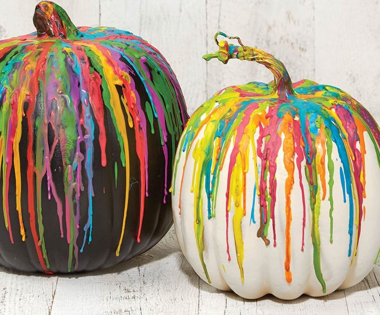 calabazas decoradas con crayon