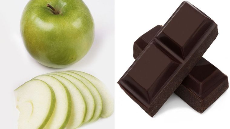 combinación de alimentos manzana chocolate