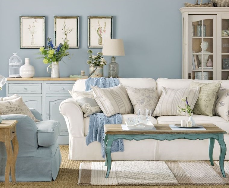 estilo shabby chic azul claro