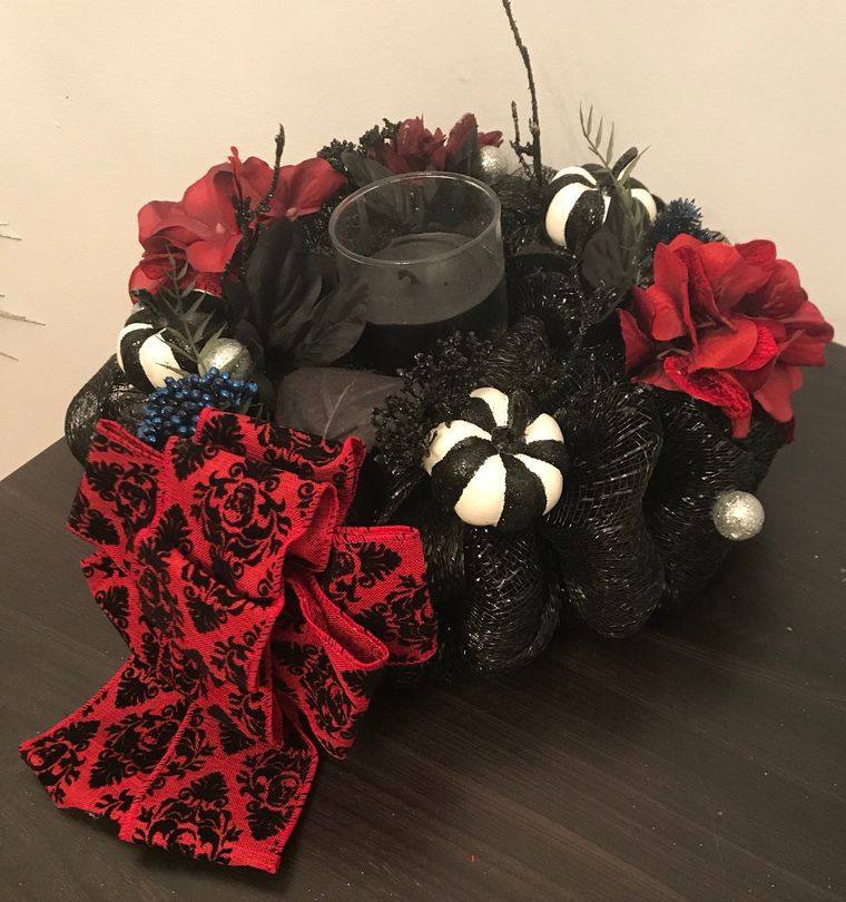 rojo y negro centro de ‌mesa halloween