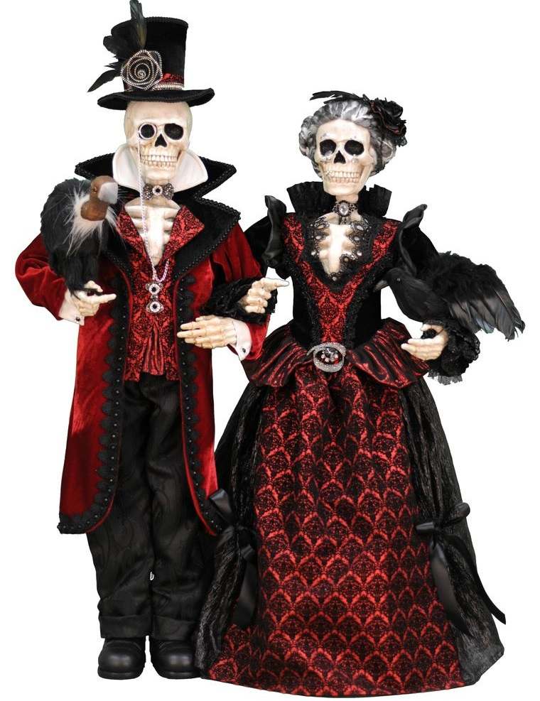 rojo y negro esqueletos ⁣vestidos