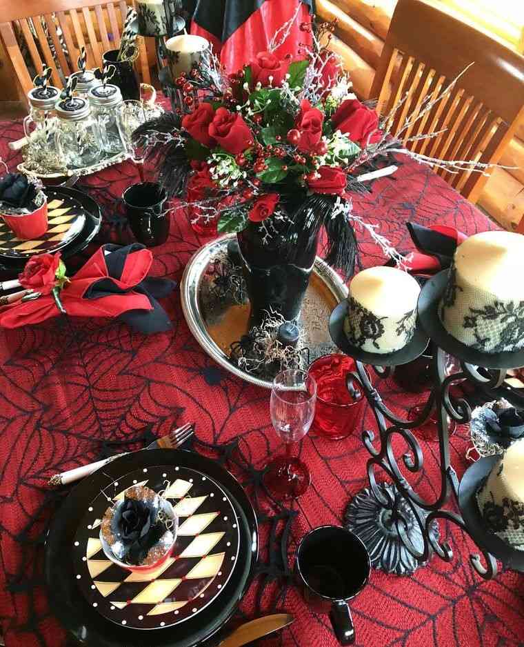 rojo y negro mesa comedor