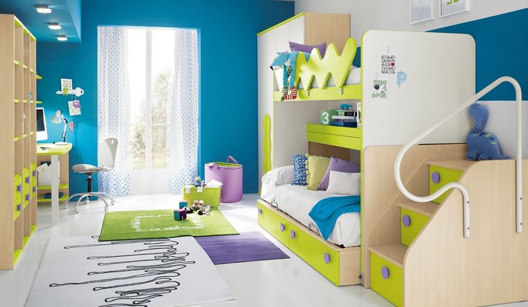 decoración dormitorios infantiles azul verde