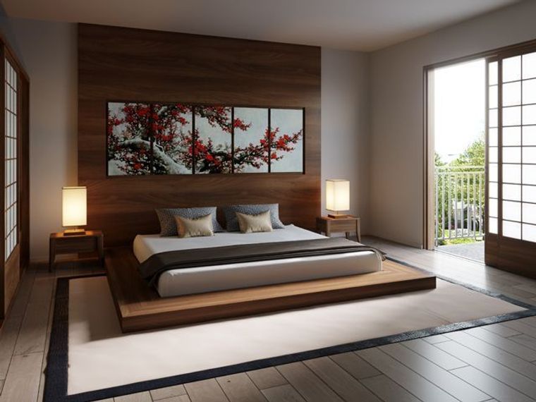 decoración zen amplio dormitorio