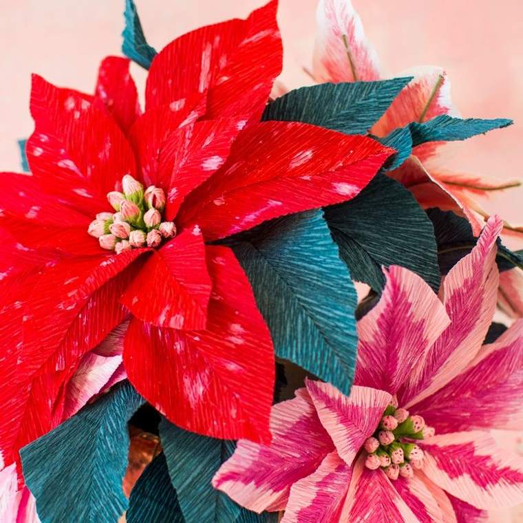 detalles navideños bricolaje flor papel crepe