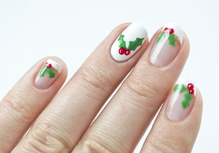 diseños de uñas navideñas con acebos