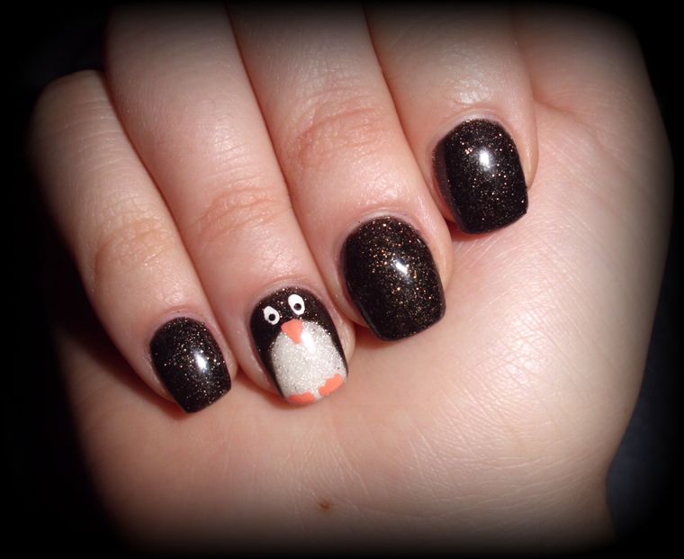 diseños de uñas navideñas pinguinos