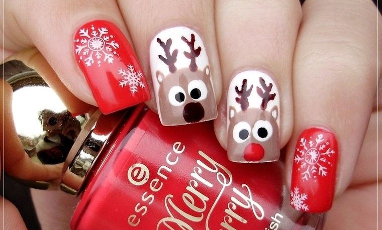 diseños de uñas navideñas renos