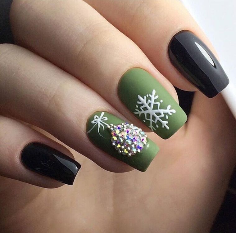 diseños de uñas navideñas verde