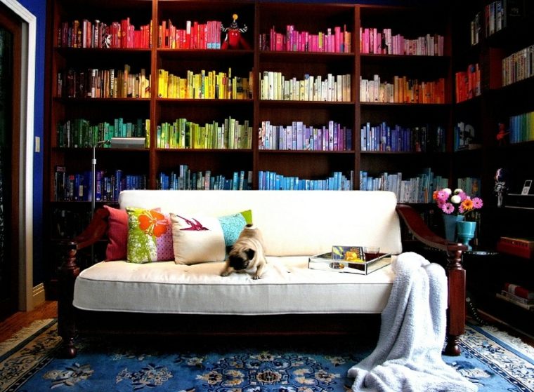 muebles empotrados libros colores