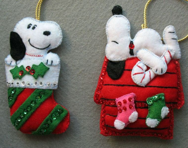 adornos navideños originales fieltro snoopy