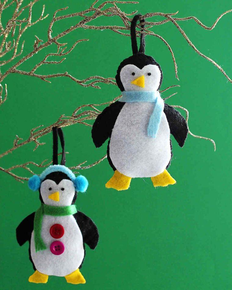 adornos navideños originales pinguinos fieltro