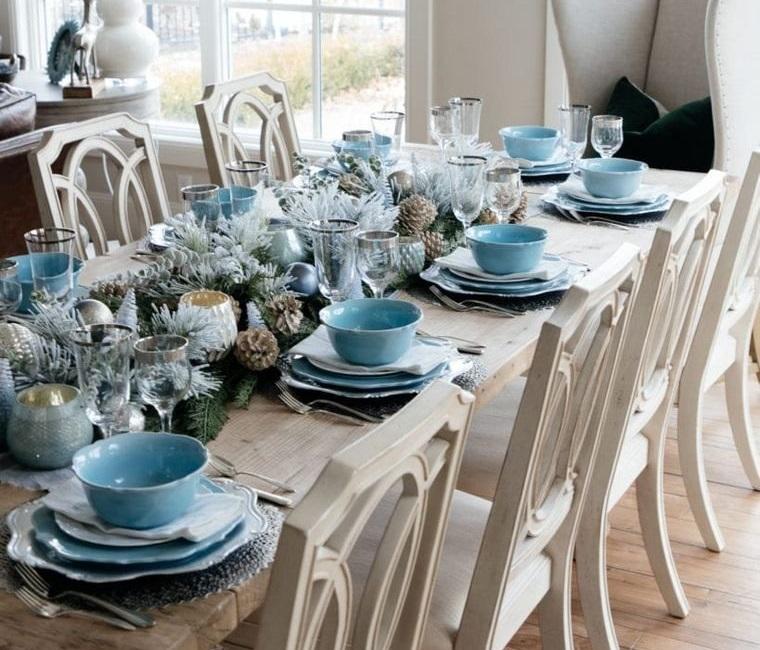 azul plateado para mesa navidad