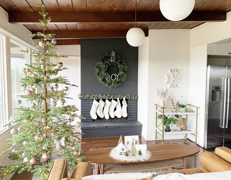 Decoración en negro minimalista-navidad-casa