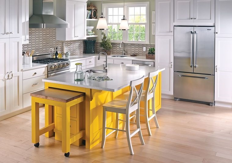 cocinas modernas blanco amarillo
