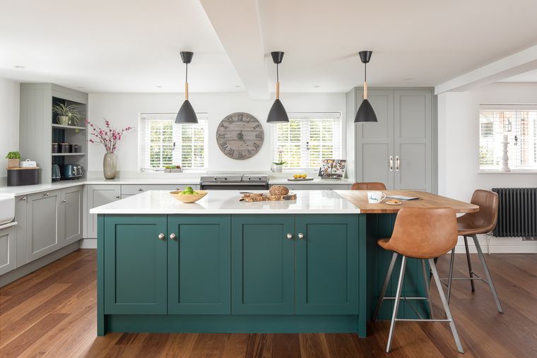cocinas modernas blanco verde