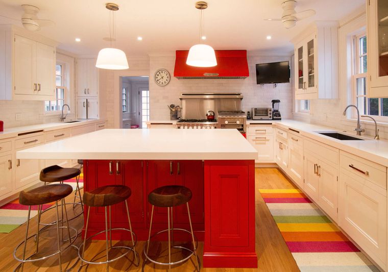 cocinas modernas isla color rojo