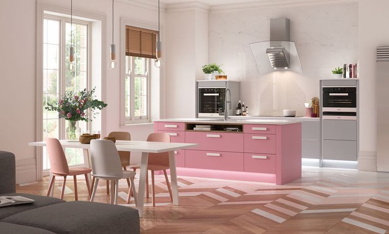 cocinas modernas rosa gris
