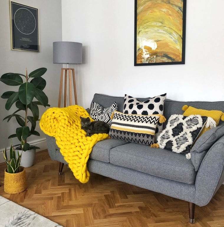 colores amarillo gris interiores