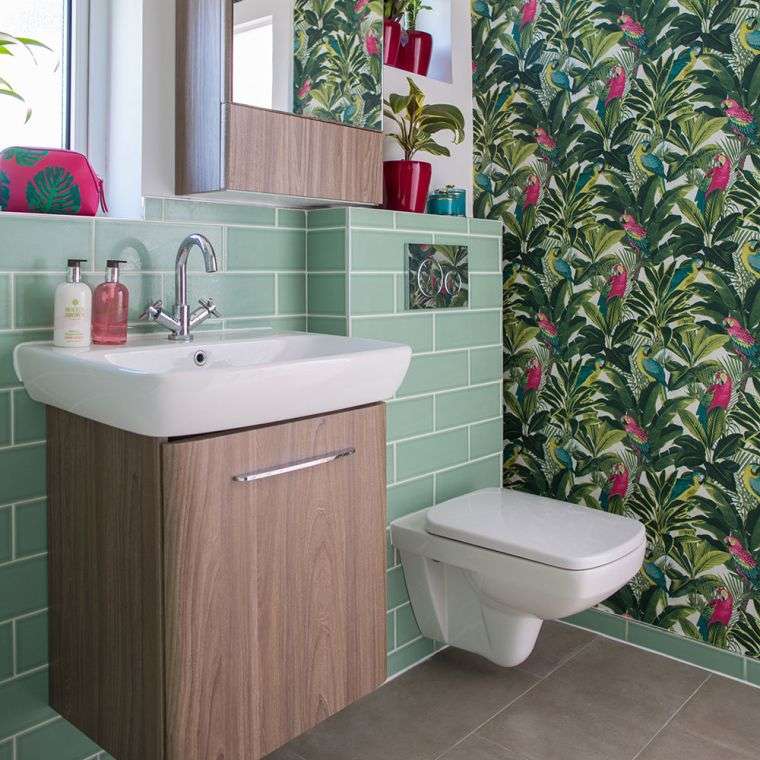 papel tapiz botanico baño