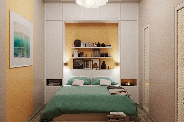 como-decorar-un-dormitorio-pequeno-pared-muebles