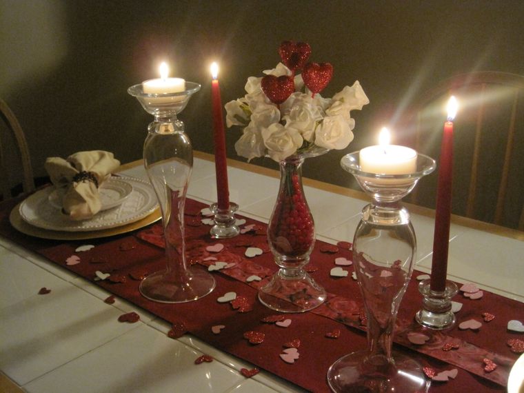 decoración romántica con velas