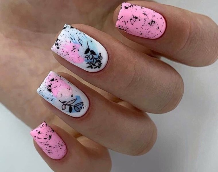 uñas decoradas efecto salpicado