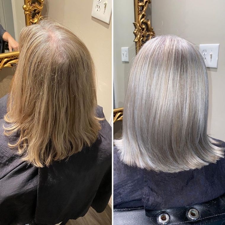 mujeres mayores cabello rubio con reflejos plateados
